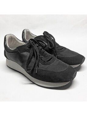 Banana Republic Women's Essential Trainer Sneakers Size 9M Black Leather & Suede
